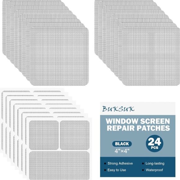 24 Sheets Window Screen Patches Repair Kit, 4 Sizes Window Screen Repair Tape - Picture 1 of 6